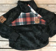Girl's Plaid Fuzzy Pullover