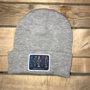 Salmon Sketch Beanie - colored fish on navy patch